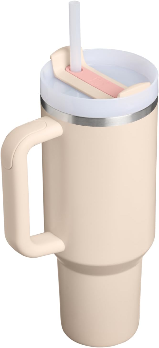 STANLEY Quencher H2.0 Tumbler with Handle and Straw 40 oz | Flowstate 3-Position Lid | Cup Holder Compatible for Travel | Insulated Stainless Steel Cup | BPA-Free | Champagne