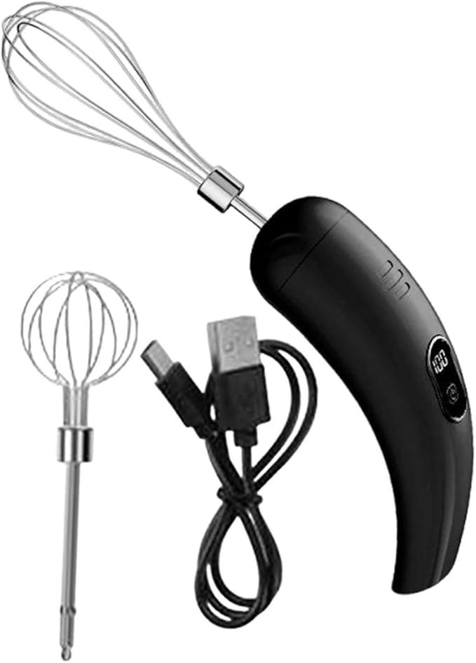 predolo Electric Egg Beater USB Milk Frother Handheld Cream Mixer 5 Speed Adjustable Kitchen Tool Stainless Steel Beaters Suitable, Black