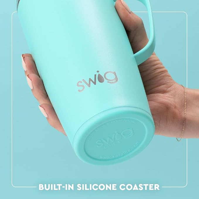 Swig Life 22oz Travel Mug, Insulated Tumbler with Handle and Lid, Cup Holder Friendly, Dishwasher Safe, Stainless Steel, Travel Coffee Cup, Insulated Mug with Lid (Bluebonnet)