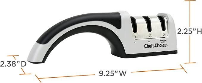 Chef'sChoice Manual Knife Sharpeners for 15- and 20-Degree Straight-Edge and Serrated Knives with Diamond Abrasives Precise Angle Control & Compact Footprint,2-Stage,Gray,(Pack of 6)