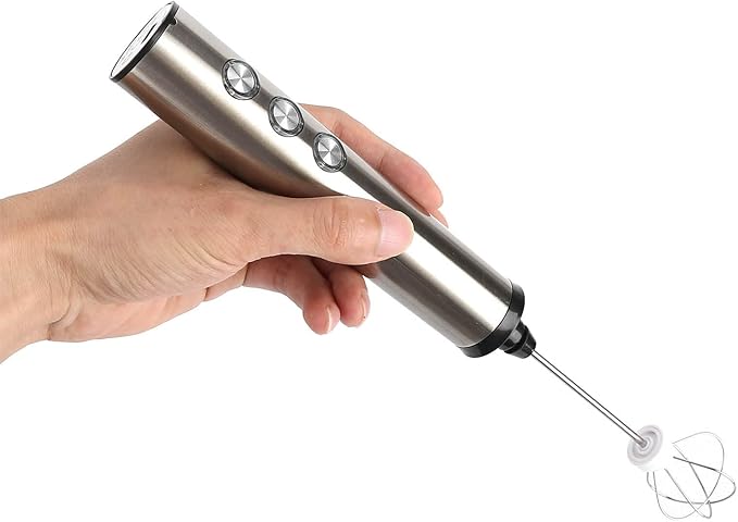 Milk Frother, Milk Mixer, Stainless Steel Milk Frother USB Charging Handheld Electric Egg Beater for Home Kitchen