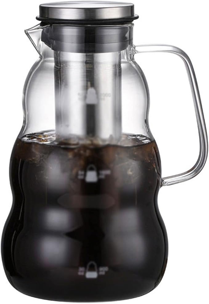 Coffeemaker Pots Cold Brew Iced Tea Water Glass Pitcher Coffee Maker Pot With Removable Stainless Steel Filter Drip Dual Use Espresso Carafe Tool
