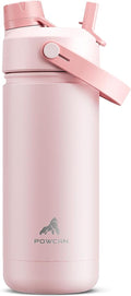 Kids Water Bottle for School: 2-in-1 Straw Spout Lid with Soft Animal Head, Leakproof, Backpack Friendly, Keep Cold 24H, Insulated cup for Sports, Playground, Holiday Gift, 18oz, (Cotton Candy)