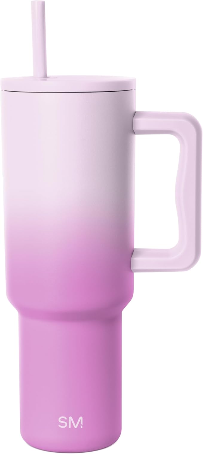 Simple Modern 40 oz Trek Tumbler with Handle and Straw Lid | Cup Holder Friendly Insulated Stainless Steel Travel Mug | Violet Dreams
