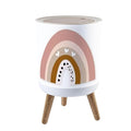 Trash Can with Lid Nursery Print for Playroom Kids Baby Bedrooms Press Top Round Small Garbage Bin with Wooden Legs Waste Basket for Kitchen Bedroom Nursery 7L/1.8 Gallon