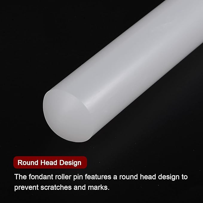 HARFINGTON Fondant Rolling Pin PP 30cm x 2.5cm Non Stick for Baking White