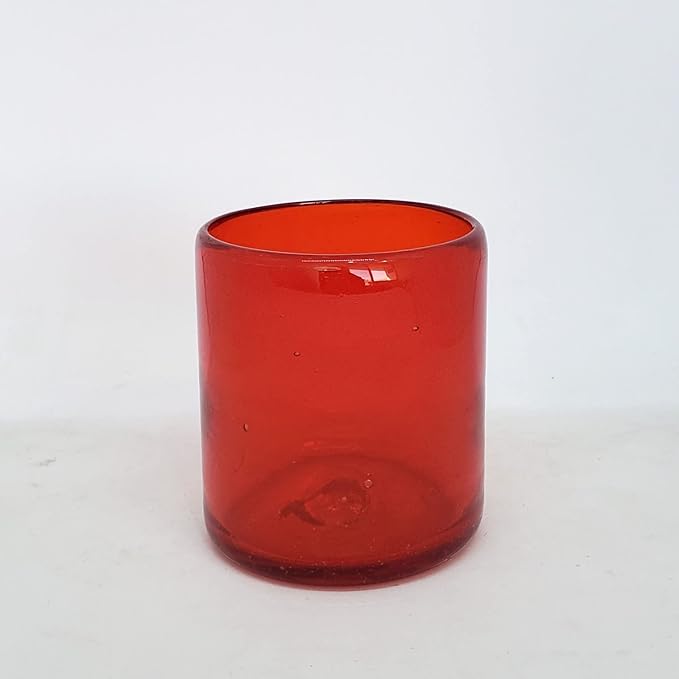 Solid Ruby Red 9 oz Short Tumblers (set of 6), Recycled Glass, Lead-free, Toxin-Free (9oz Tumbler)