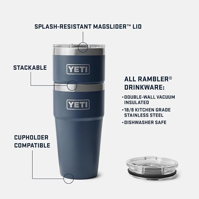 YETI Rambler 20 oz Stackable Tumbler, Stainless Steel, Vacuum Insulated with MagSlider Lid