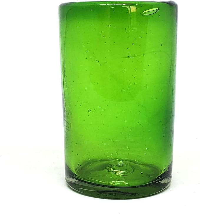 Solid Emerald Green 14 oz Drinking Glasses (set of 6), Recycled Glass, Lead-free, Toxin-Free (14oz Drinking)