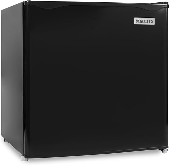 Igloo 1.6 Cu.Ft Mini Fridge with Freezer- Single Door Compact Refrigerator with Glass Shelves for Homes, Dorms & Offices- Keep Snacks, Drinks & Frozen Foods Cool with Temperature Control Fridge- Black
