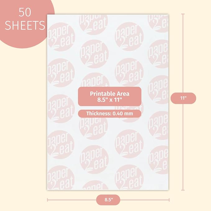 Printable Edible Wafer Paper Sheets from paper2eat (0.40 mm - 50 sheets/Vanilla)