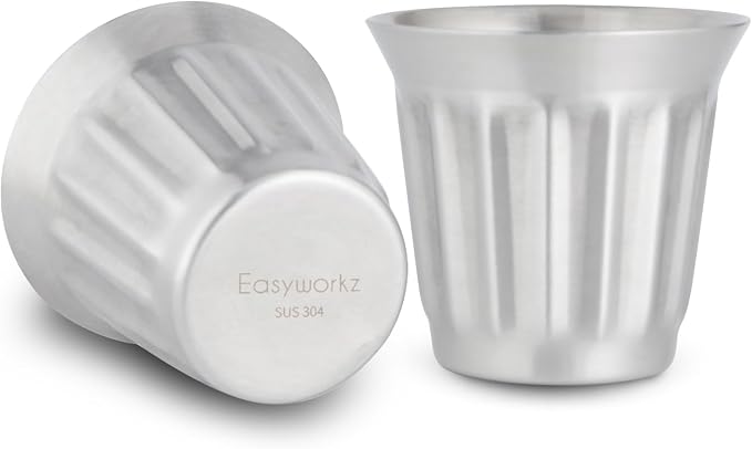 Easyworkz French Press 34 oz Coffee Tea Maker Bundled with Stainless Steel Double-Wall Espresso Cups