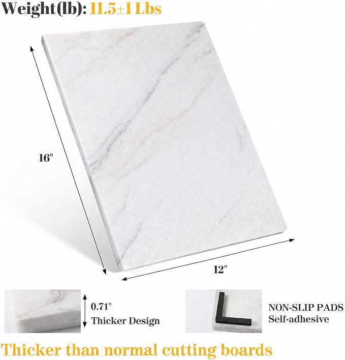 Koville Marble Cutting Board for Kitchen, 16x12 Inches Large Marble Slab Cheese Board, Rectangular Serving Board for Baking Charcuterie Pastry, Natural Stone Board for Countertop (Milas Lilac)
