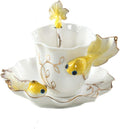 ZaH 3D Goldfish Coffee Mugs Animal Rainbow Ceramic Mug Milk Teacup Afternoon Tea Cup and Saucer Set with Spoon (Yellow)