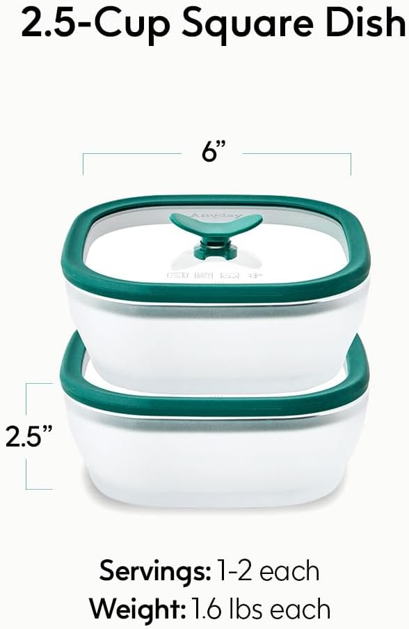 Anyday 2 Pack 2.5 Cup Microwavable Glass Lunch Containers With Glass Lids, Microwave Safe Lunch Bowls with Lids for Work, Food Storage, Bento Box Meal Prep Container