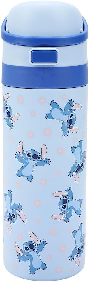 Lilo & Stitch All-Over Stitch Print Blue 24 Oz Stainless Steel Water Bottle