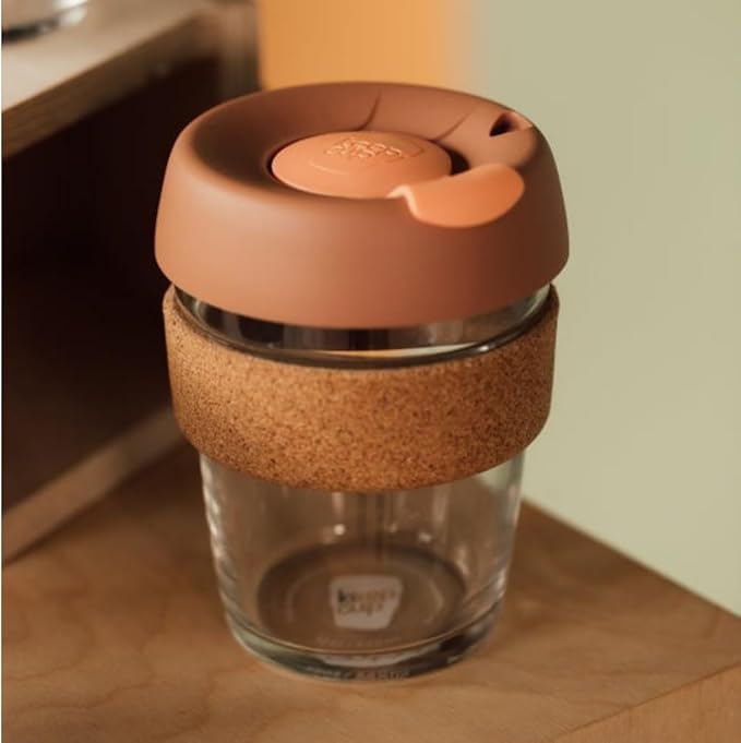 KeepCup Brew Cork, Reusable Glass Tumbler with Natural Cork, Grande Coffee Cup 16oz/454ml - Frappe