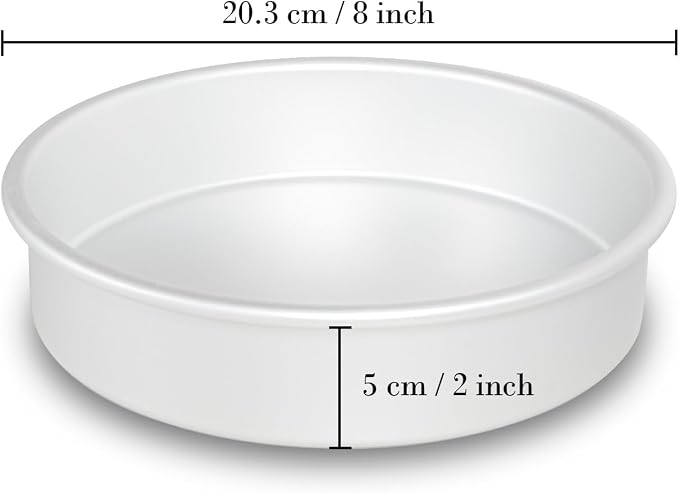 8 x 2 Inch Round Cake Pans Set of 3, Aluminum Round Cake Tin, Baking Cake Pan for Wedding, Party, Family Occasions, Chocolate, Bread. (Round, 8×2 Round Cake Pan, Set of 3)