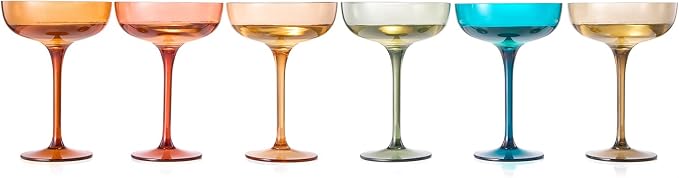 Plastic Acrylic Shatterproof Martini, Margarita, Champagne & Cocktail Unbreakable Glasses, Large Coupe Glasses 15oz, 6 Set, Tritan European Design Drinkware, BPA-free,Reusable, Pool, Indoor & Outdoor