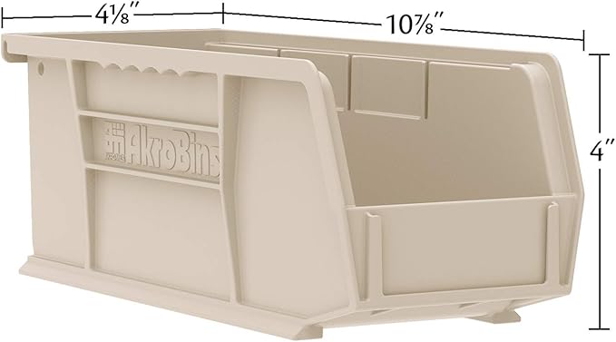 Akro-Mils 30224 AkroBins Plastic Storage Bins, Space-Saving Stackable Bins for Garage, Pantry, Craft Organization, 11" L x 4" W x 4" H, Clear, 12-Pack