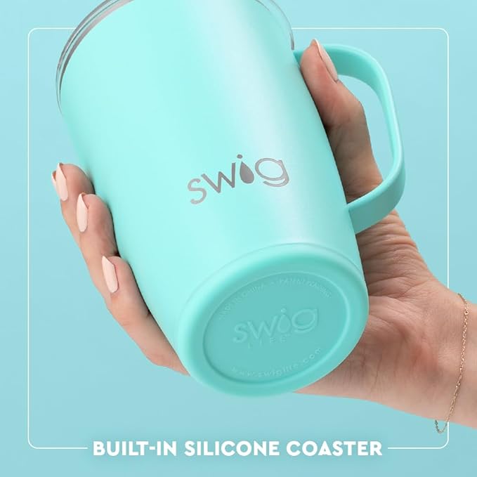 Swig Life 18oz Travel Mug, Insulated Tumbler with Handle and Lid, Cup Holder Friendly, Dishwasher Safe, Stainless Steel, Travel Coffee Cup (Primrose)