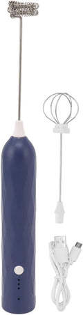 Rechargeable Milk Frother & Egg Beater 3Speed Handheld Electric Whisk with 2 Stainless Steel Heads USB Charging for Coffee Matcha Hot Chocolate (Blue)