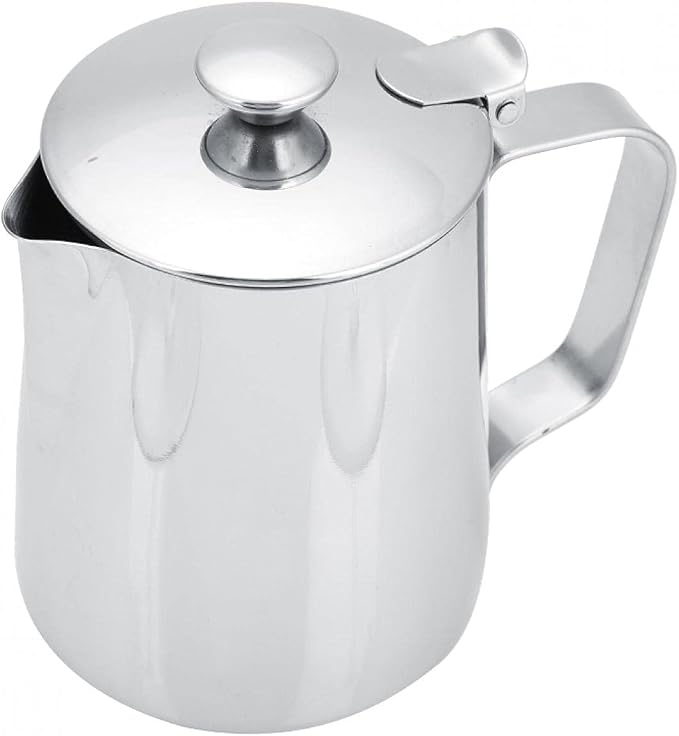 Frothing Pitcher Stainless Steel Coffee Cup Mug Milk Frothing Pitcher Jug with Lid for Latte Coffee Art(350ml)