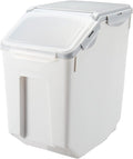 HANAMYA 15 Liter / 30 lbs Rice Storage Container with Measuring Cup, BPA free, For Rice | Grain | Pet Food | Flour, 1 count, White & Gray