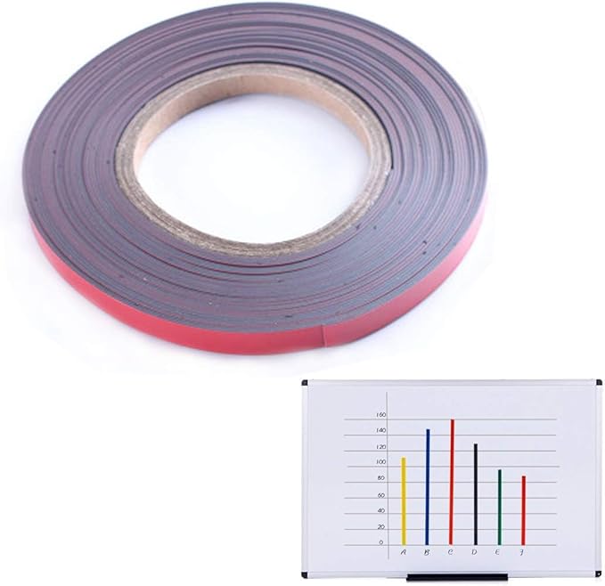 Magnetic Tape Roll Colored Thin Strips - Dry Erase Magnet Whiteboard Graphic Art Tape/ 10mm 33ft Grid Marking Line Magnet Tape(red)