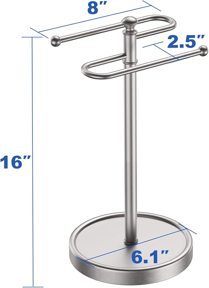 Hand Towel Holder, 304 Stainless Steel Heavy Duty S Shape Hand Towel Stand Free Standing Towel Bar for Bathroom Kitchen Countertop