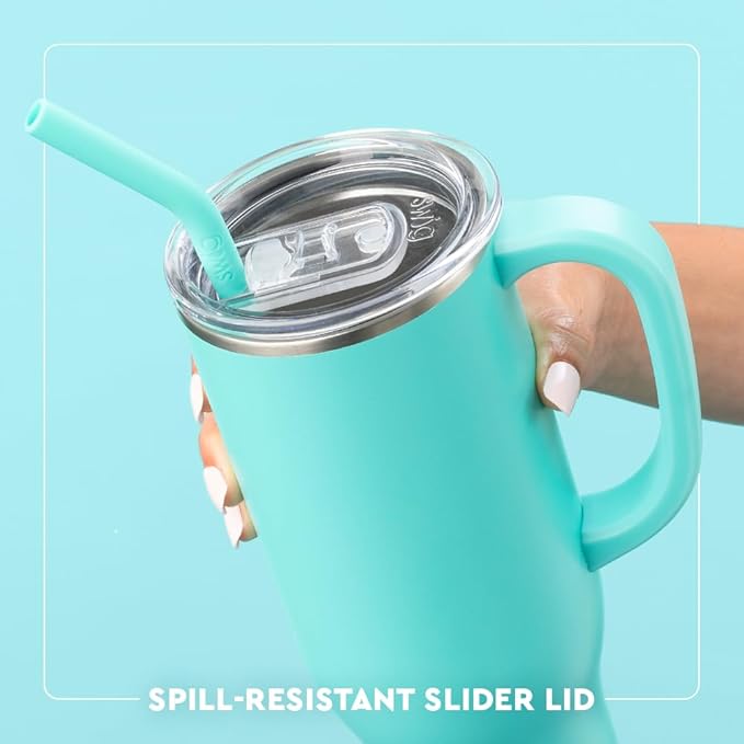 Swig Life 30oz Mega Mug, 30 oz Tumbler with Handle and Straw, Cup Holder Friendly, Dishwasher Safe, Extra Large Insulated Tumbler, Stainless Steel Water Bottle (Prep Rally)