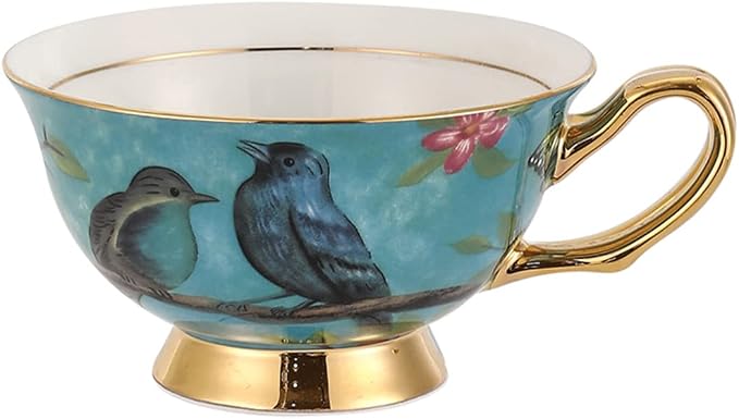 Bone China Blue Bird Tea Cup with Saucer Spoon 3 Piece Set（7oz） Cappuccino Cups, Coffee Cups, Tea Cup Set, British Coffee Cups, Porcelain Tea Set, Latte Cups, Mother's Day Gift