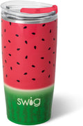 Swig Life 22oz Insulated Tumbler, Travel Coffee Tumbler with Lid, Cup Holder Friendly Travel Coffee Mug, Stainless Steel, 22 oz Tumblers, Reusable Insulated Mug with Lid (Melon Slice)
