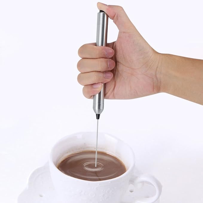 Kitchen Stainless Steel Handheld Milk Frother, Milk Fr Handheld Battery Operated Electric Foam Maker Coffee Milk Frother, Handheld Milk Fr With Spoon