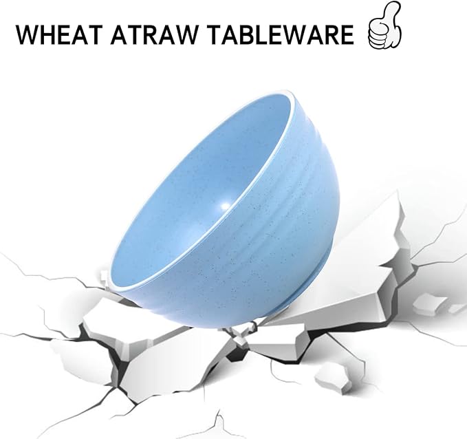 Supernal Wheat Straw Dinnerware, Wheat Straw Plates and Bowls Sets Dishwasher Safe, Unbreakable Light Weight Plate Service For 8, Reusable Plastic Plate, Include 16pcs Plates, 8pcs Bowls, 8pcs Cups
