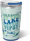 Swig Life 24oz Party Cup, Stackable Insulated Travel Coffee Tumbler with EZ Slider Lid, Cup Holder Friendly, Stainless Steel 24 oz Tumbler, Reusable Coffee Mug (Errbody Lake)