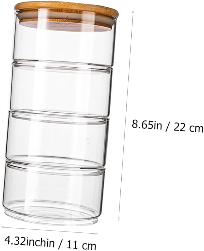 4pcs Multi-functional Glass Storage Jars with Bamboo Lids Stackable Canisters for Food Storage Salad Bowls and Meal Prep Heat Resistant and Versatile