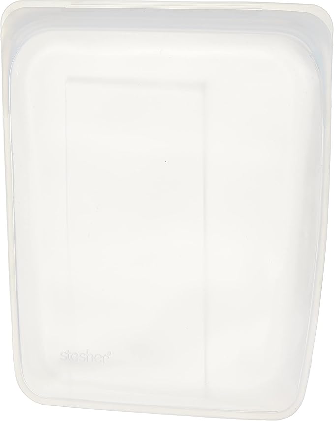 Stasher Reusable Silicone Storage Bags, Food Storage Containers, Microwave and Dishwasher Safe, Leak-free, Pocket 2-Pack + 1/2 Gallon Bag