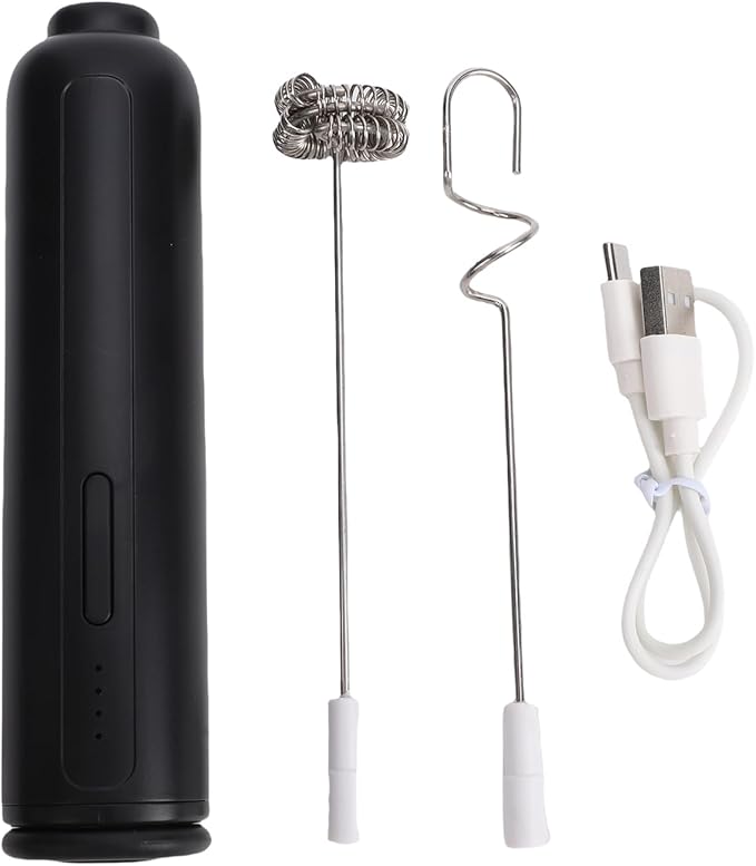 Zerone Milk Frother Handheld Rechargeable Electric Whisk, 10000 RPM, 3 Speeds for Lattes, Cappuccinos, and Hot Chocolate, Perfect for Home or Office Use (Black)