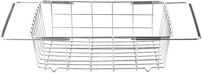 Stainless Steel Dish Drying Rack Over Sink - Kitchen Drainer Basket for Fruits, Vegetables, and Utensils