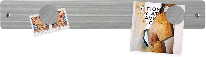 Three by Three Seattle 14 x 2 Inch Metal Mini Strip Frameless Magnetic Bulletin Board with 3 Magnets for Memos, Photos, Lists, and More in Office, Home, or School Décor (3 Pack, Stainless)