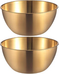 Stainless Steel Salad Bowls Set of 2 Mixing Bowl with Measurement Markings Snacks Bowls, Small 0.74 Quart Gold Serving Bowls for Mixing, Cooking, Prepping and Home Kitchen Food Storage Bowls
