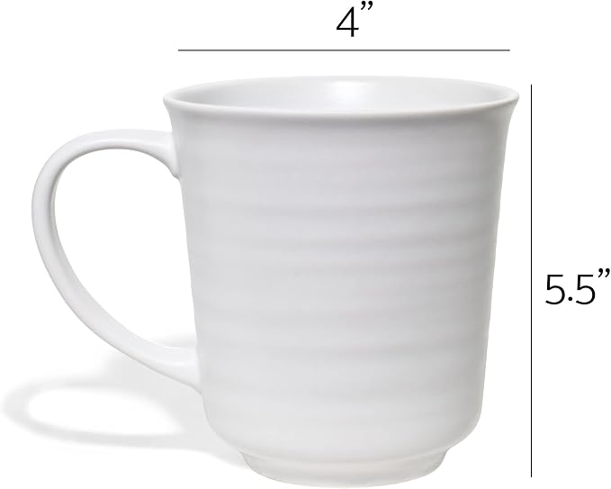 Elanze Designs White Matte Glaze Finish 17 ounce Stoneware Coffee Cup Mugs Set of 4
