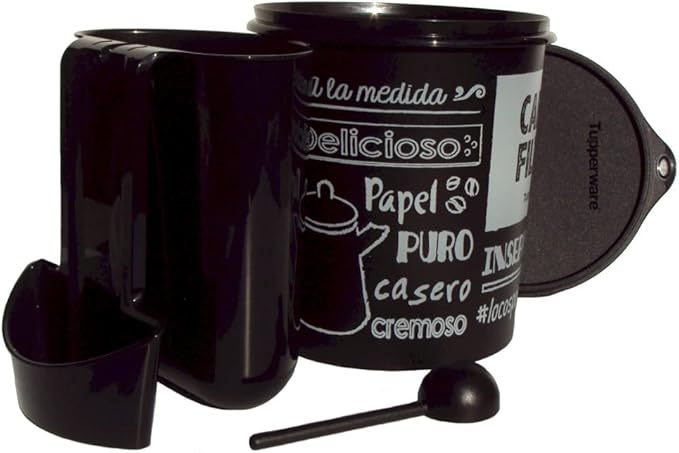 Tupperware Coffee Canister Filter Holder Scoop 15c Capacity Black