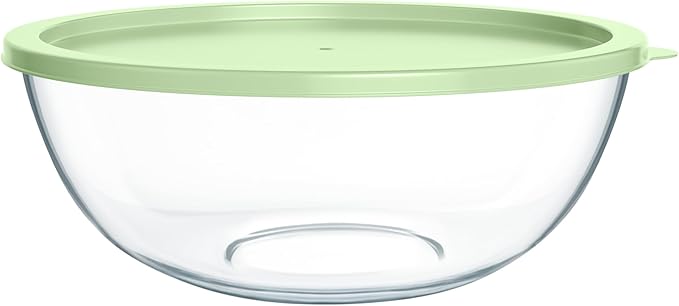 Extra Large Glass Mixing Bowls Clear Glass Salad Cooking Bowls for Kitchen Salad Bread Storage (6 Qt)