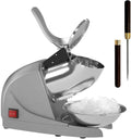 OKF Ice Shaver Prevent Splash Snow Cone Machine, Electric 3 Blades Shaved Ice Machine, 380W Ice Shaver Machine, 286lbs/hr Ice Crushers for Home Use, Ice Crusher with Free Ice Pick (Silver)
