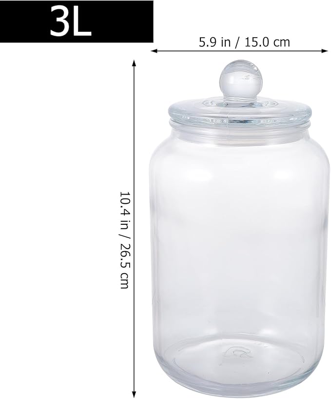 FOMIYES Glass Airtight Storage Jar 3l Food Canister for Kitchen Pantry Sealed Glass Container with Lid for Cereal Honey and Meal Prep
