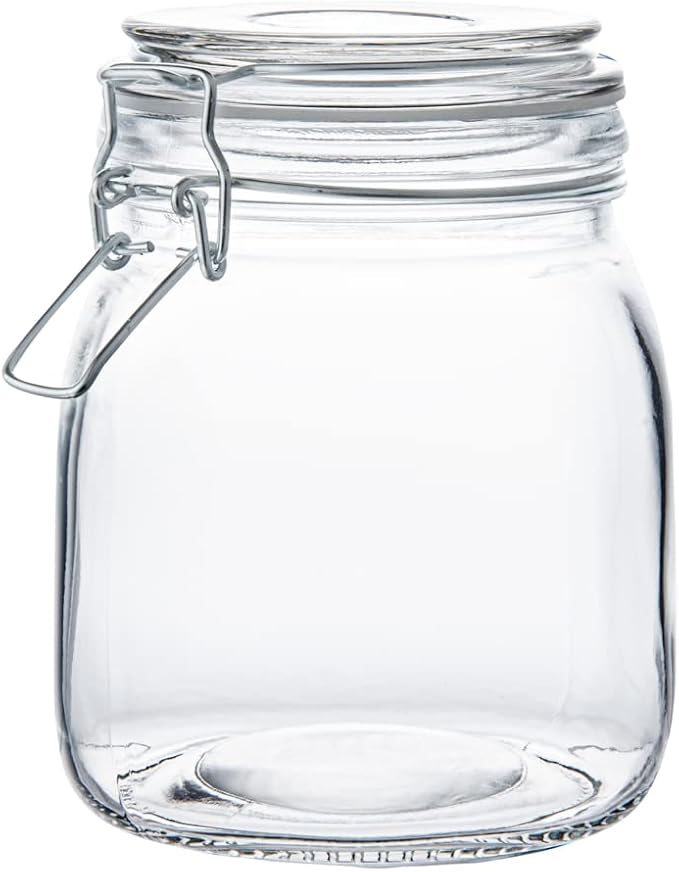 Restaurantware-Vetri 30.4 Ounces Glass Storage Jars, 3-Piece Dishwashable Glass Cookie Jars - Airtight Seal, Hot & Cold Friendly, Clear Candy Container, For Kitchen, Laundry, Or Storage