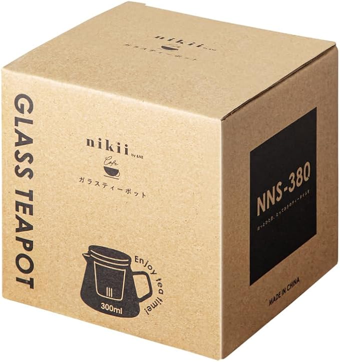 &NE NNS-380 Glass Teapot, Clear Width 4.7 x Depth 4.3 x Height 3.7 inches (12 x 11 x 9.5 cm), Actual Capacity 10.1 fl oz (300 ml), Heat Resistant Glass, Includes Lid, Microwave and Dishwasher Safe