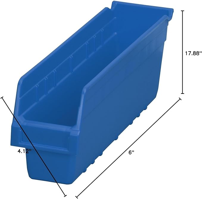 Akro-Mils Shelfmax Bins - 4-1/8"Wx17-5/8 Dx6 H - Blue - Blue - Lot of 8